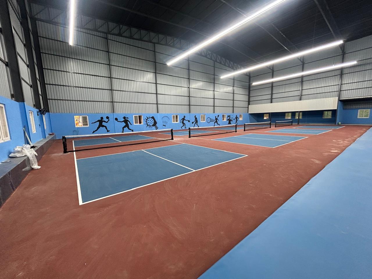 Indoor pickleball courts at C Sports